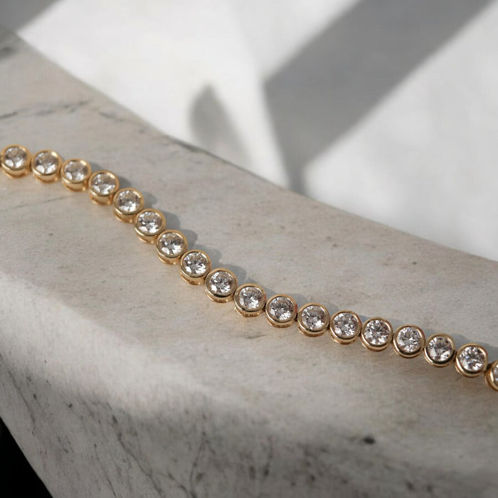 Bezel Tennis Bracelet Yellow Gold