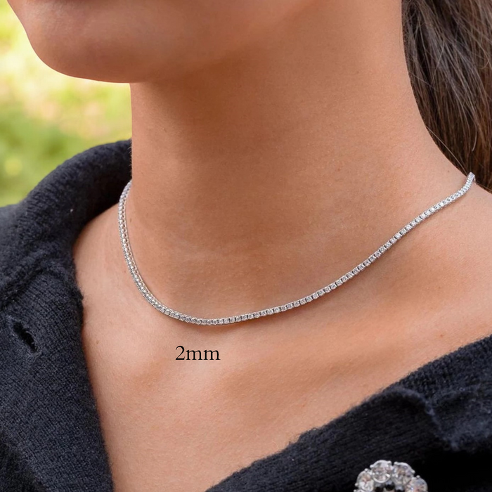 Moissanite Tennis Necklace 2mm Side