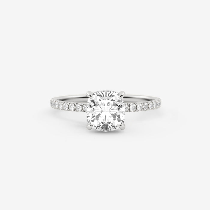 Cushion Cut Moissanite Ring with Pave