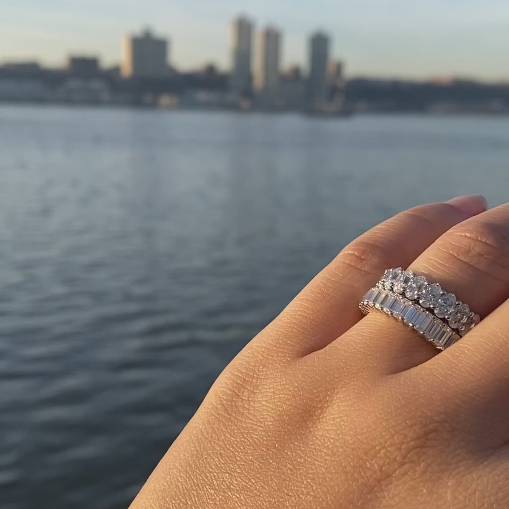 Emerald Cut Eternity Band Stacked Video